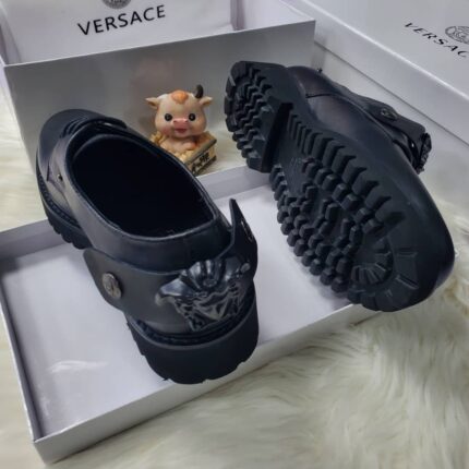 Plain Black Versace High Quality Shoes