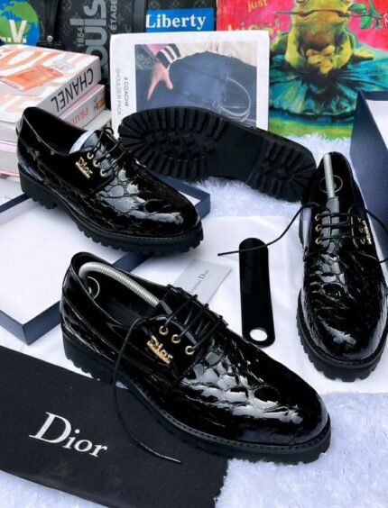 Dior Men's Italian Smooth Leather Patent Black