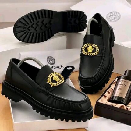 Versace Premium Black Italian Shoes